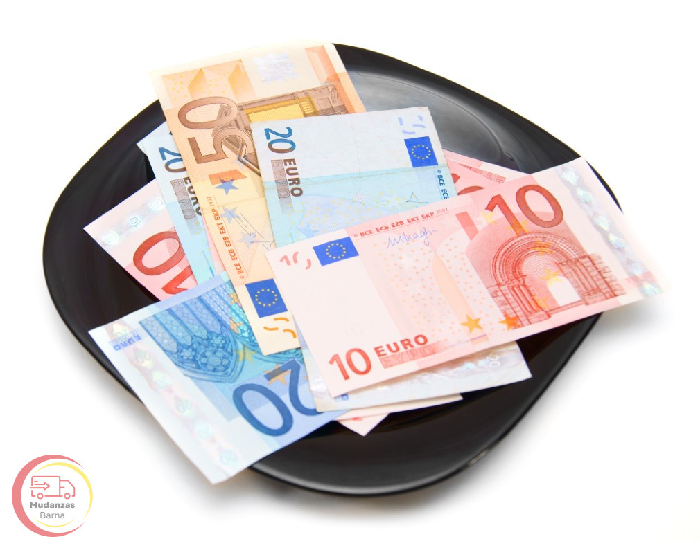 dinero euro en un plato