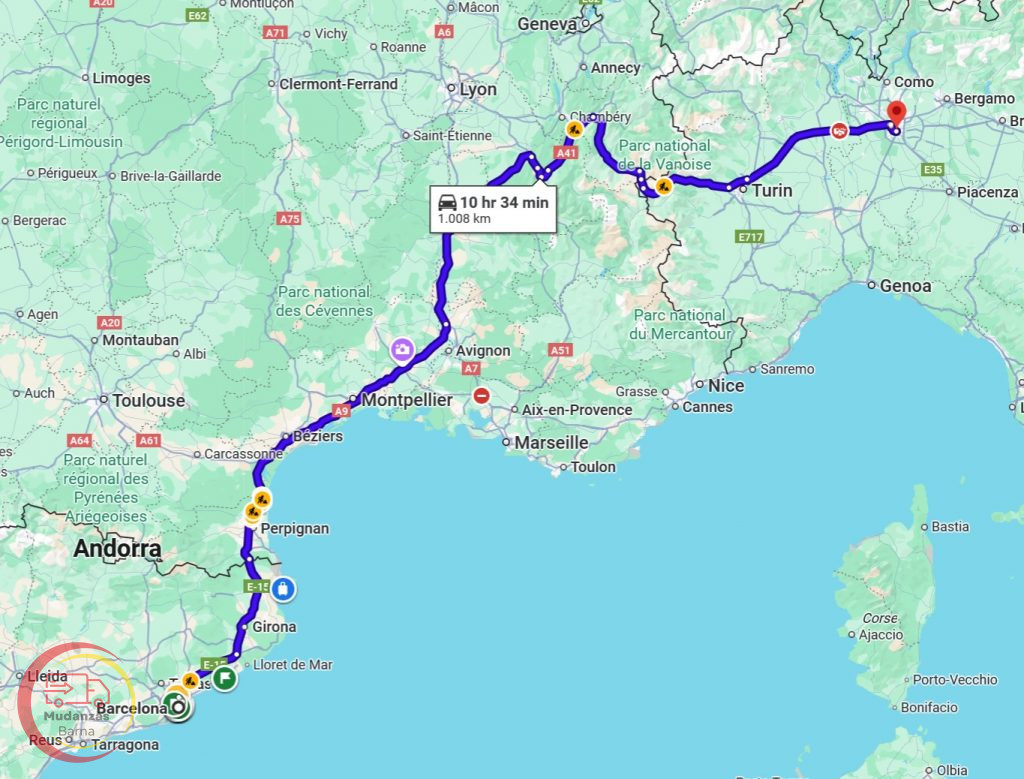 Mudanzas de Barcelona a Italia: eficiencia y confianza en cada paso 5 mapa barcelona a milan