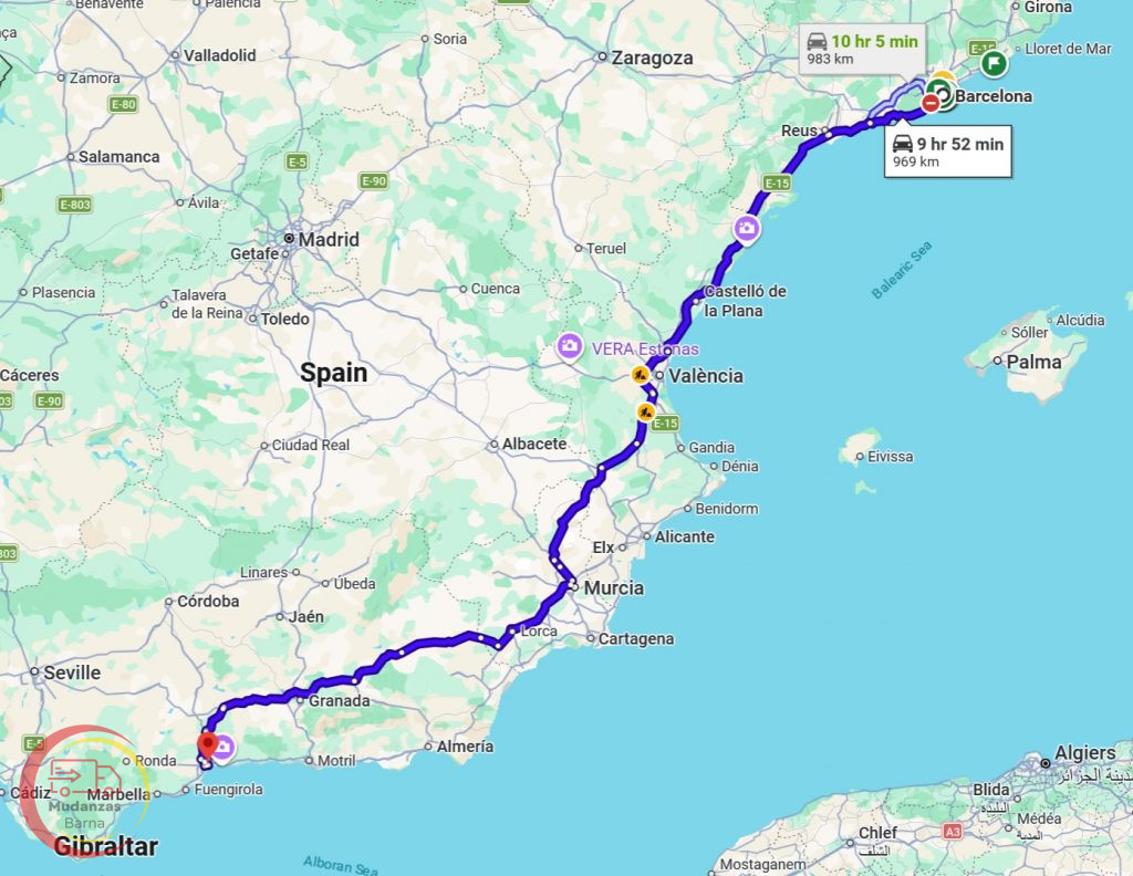 Mudanzas de Barcelona a Málaga / Costa del Sol: Servicio completo 6 ruta de barcelona a malaga